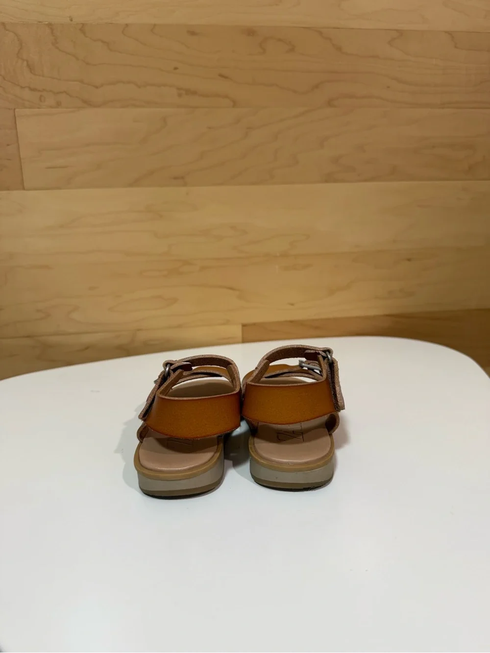 Zara Tan/Brown Leather Double-Strap Kids Sandals